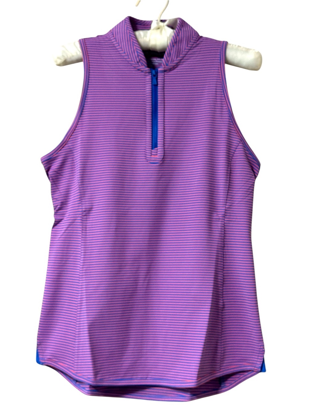Peter Millar Vista Stripe Shirley Sleeveless Zip Neck Polo Shirt UPF 50+ Small